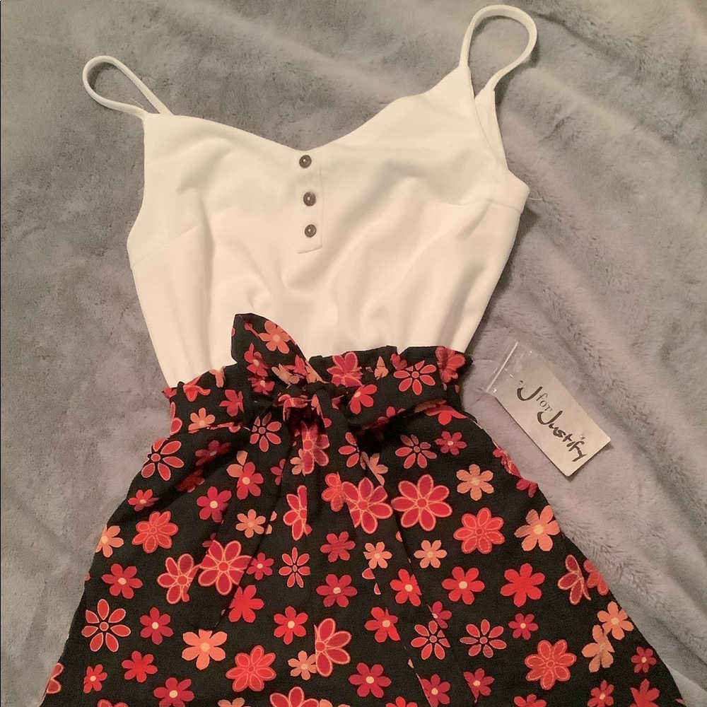 J For Justify White and Floral Romper